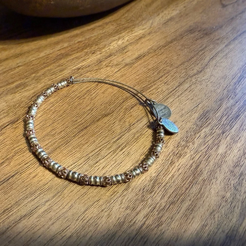 Alex and Ani Rose Gold and Silver Beaded Bracelet with Charms